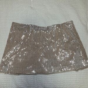 Lucy in the Sky Sparkly Beige Mini Skirt